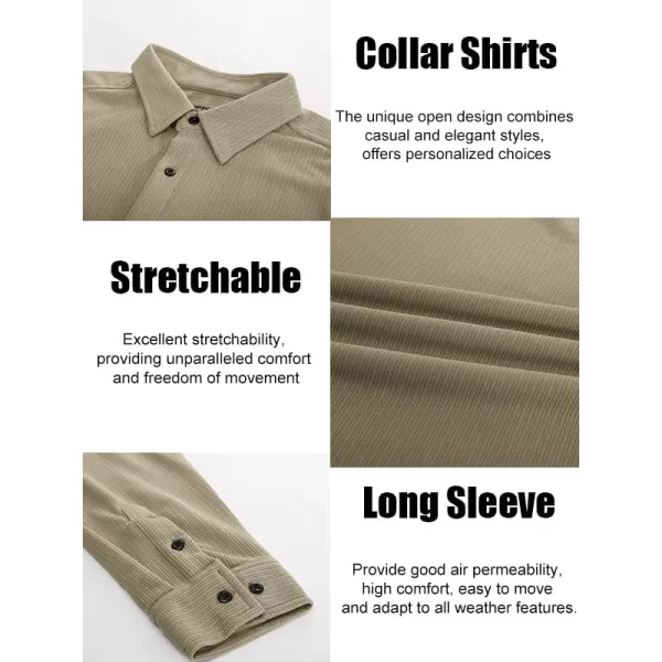 PJ PAUL JONES Mens Casual Button Down Shirts Long Sleeve Wrinkle Free Untucked Shirt