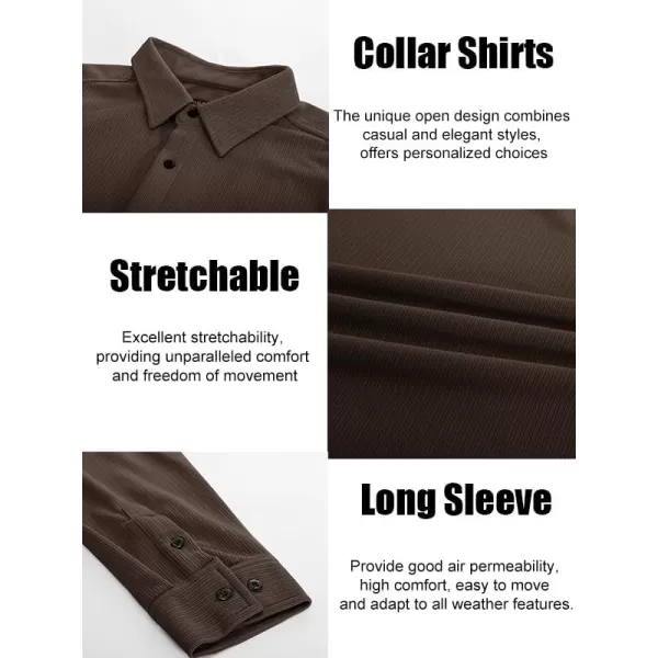 PJ PAUL JONES Mens Casual Button Down Shirts Long Sleeve Wrinkle Free Untucked Shirt