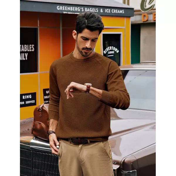 PJ PAUL JONES Men's Crewneck Pullover Sweater Waffle Knitted Long Sleeve Sweaters