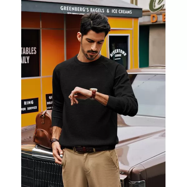 PJ PAUL JONES Men's Crewneck Pullover Sweater Waffle Knitted Long Sleeve Sweaters