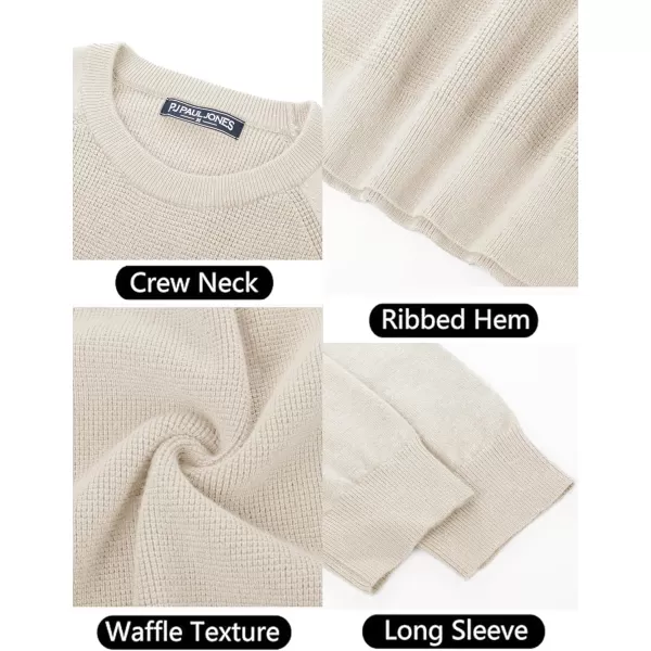 PJ PAUL JONES Men's Crewneck Pullover Sweater Waffle Knitted Long Sleeve Sweaters