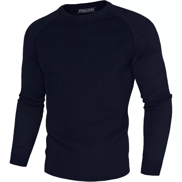 PJ PAUL JONES Men's Crewneck Pullover Sweater Waffle Knitted Long Sleeve Sweaters