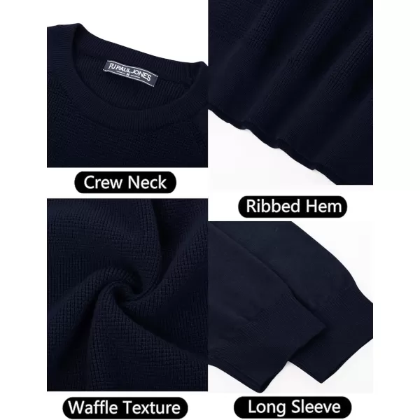 PJ PAUL JONES Men's Crewneck Pullover Sweater Waffle Knitted Long Sleeve Sweaters