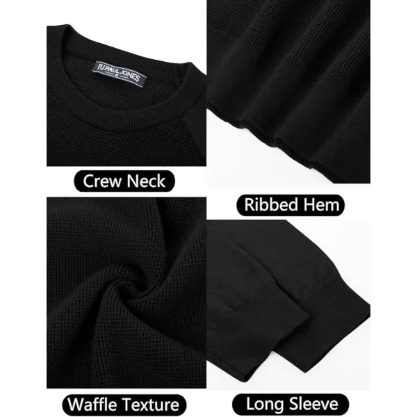 PJ PAUL JONES Men's Crewneck Pullover Sweater Waffle Knitted Long Sleeve Sweaters