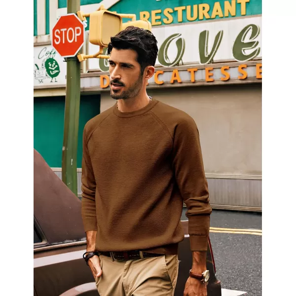 PJ PAUL JONES Men's Crewneck Pullover Sweater Waffle Knitted Long Sleeve Sweaters