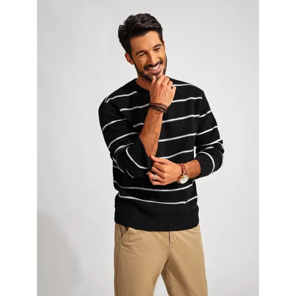PJ PAUL JONES Mens Crewneck Sweater Knit Striped Pullover Sweaters Textured Knitwear