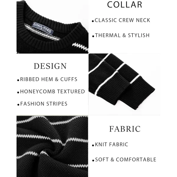 PJ PAUL JONES Mens Crewneck Sweater Knit Striped Pullover Sweaters Textured Knitwear