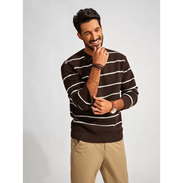 PJ PAUL JONES Mens Crewneck Sweater Knit Striped Pullover Sweaters Textured Knitwear