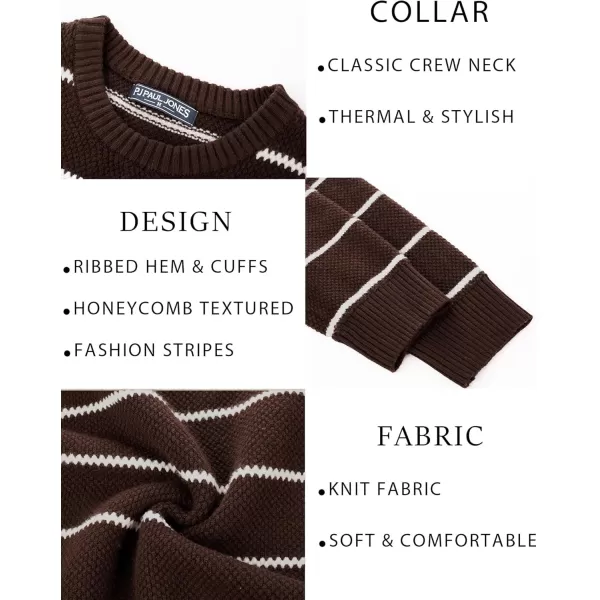 PJ PAUL JONES Mens Crewneck Sweater Knit Striped Pullover Sweaters Textured Knitwear