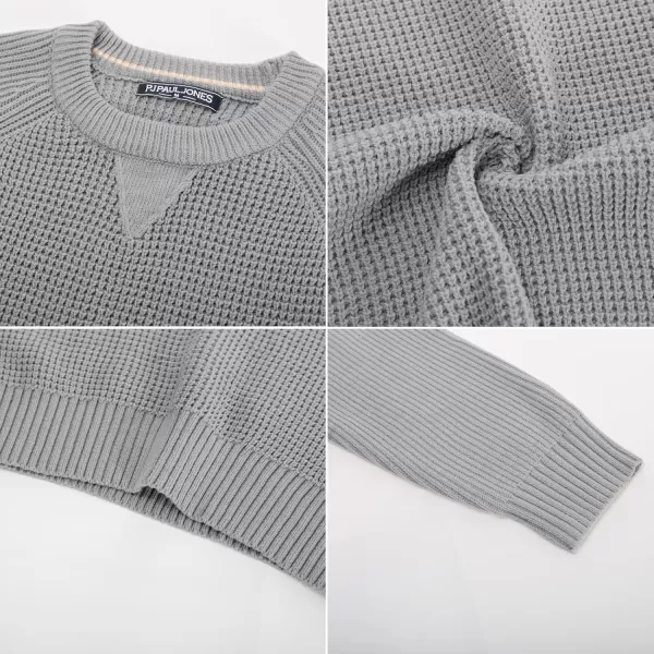 PJ PAUL JONES Mens Crewneck Sweater Waffle Knitted Pullover Sweaters Raglan Sleeve Sweaters