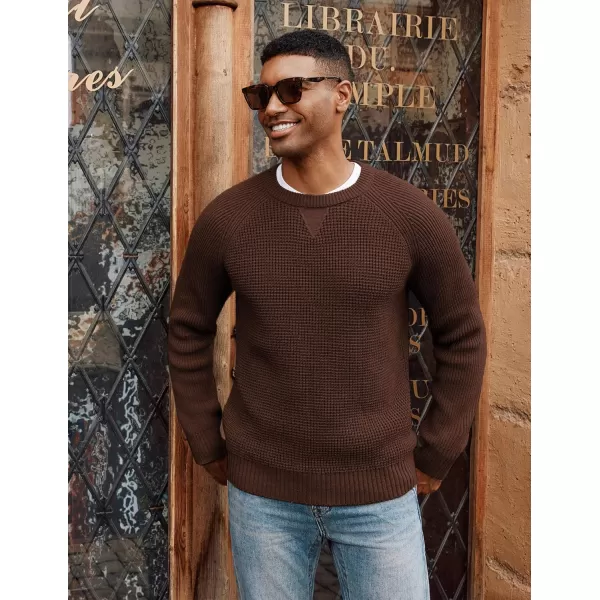 PJ PAUL JONES Mens Crewneck Sweater Waffle Knitted Pullover Sweaters Raglan Sleeve Sweaters