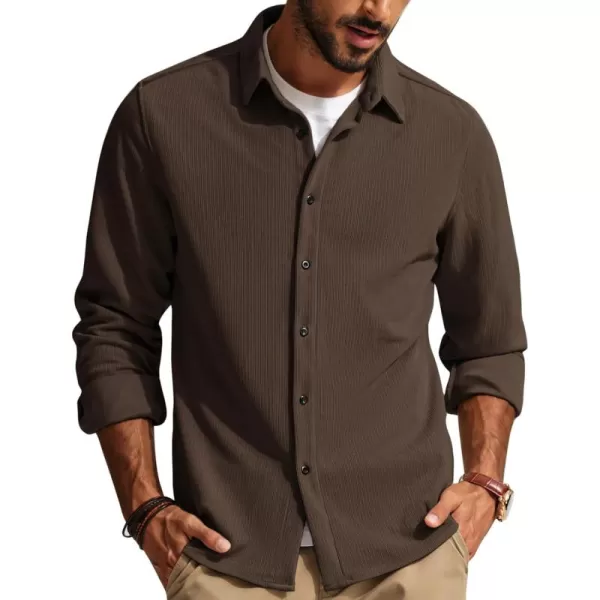 PJ PAUL JONES Mens Casual Button Down Shirts Long Sleeve Wrinkle Free Untucked Shirt
