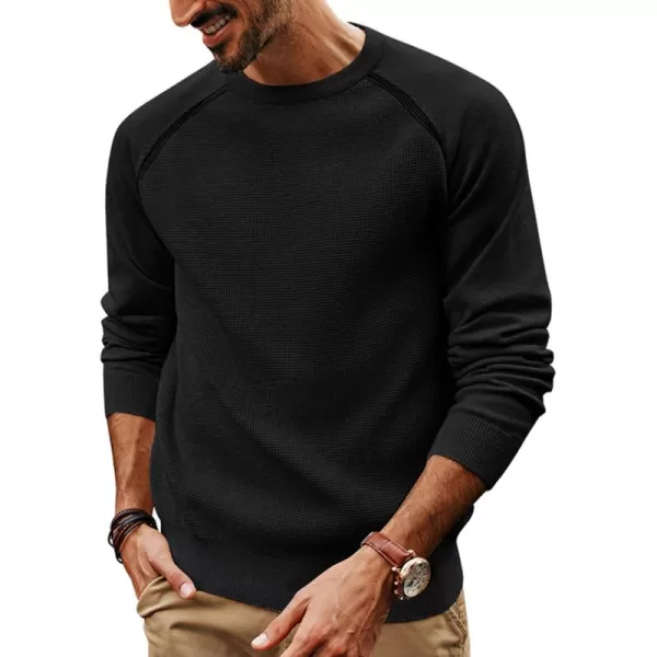 PJ PAUL JONES Men's Crewneck Pullover Sweater Waffle Knitted Long Sleeve Sweaters