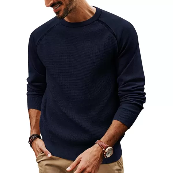 PJ PAUL JONES Men's Crewneck Pullover Sweater Waffle Knitted Long Sleeve Sweaters