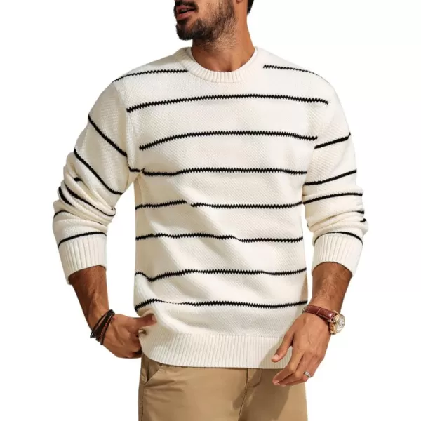 PJ PAUL JONES Mens Crewneck Sweater Knit Striped Pullover Sweaters Textured Knitwear