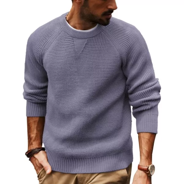 PJ PAUL JONES Mens Crewneck Sweater Waffle Knitted Pullover Sweaters Raglan Sleeve Sweaters