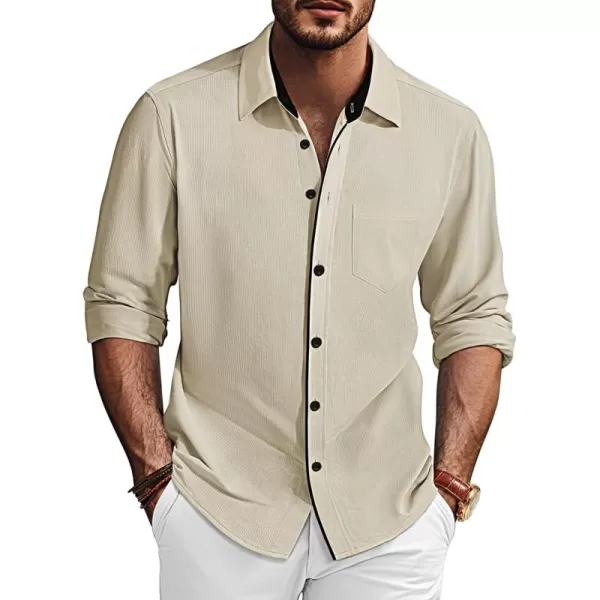 PJ PAUL JONES Men's Long Sleeve Wrinkle Free Dress Shirts Textured Business Casual Button Down Shirt Stretch Untucked Shirt