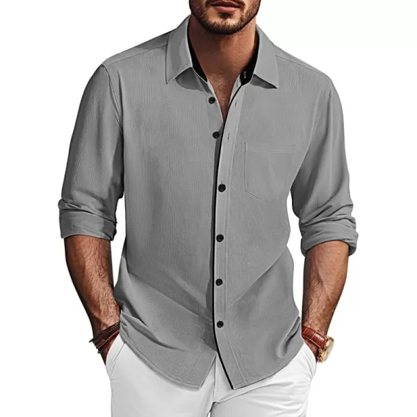 PJ PAUL JONES Men's Long Sleeve Wrinkle Free Dress Shirts Textured Business Casual Button Down Shirt Stretch Untucked Shirt