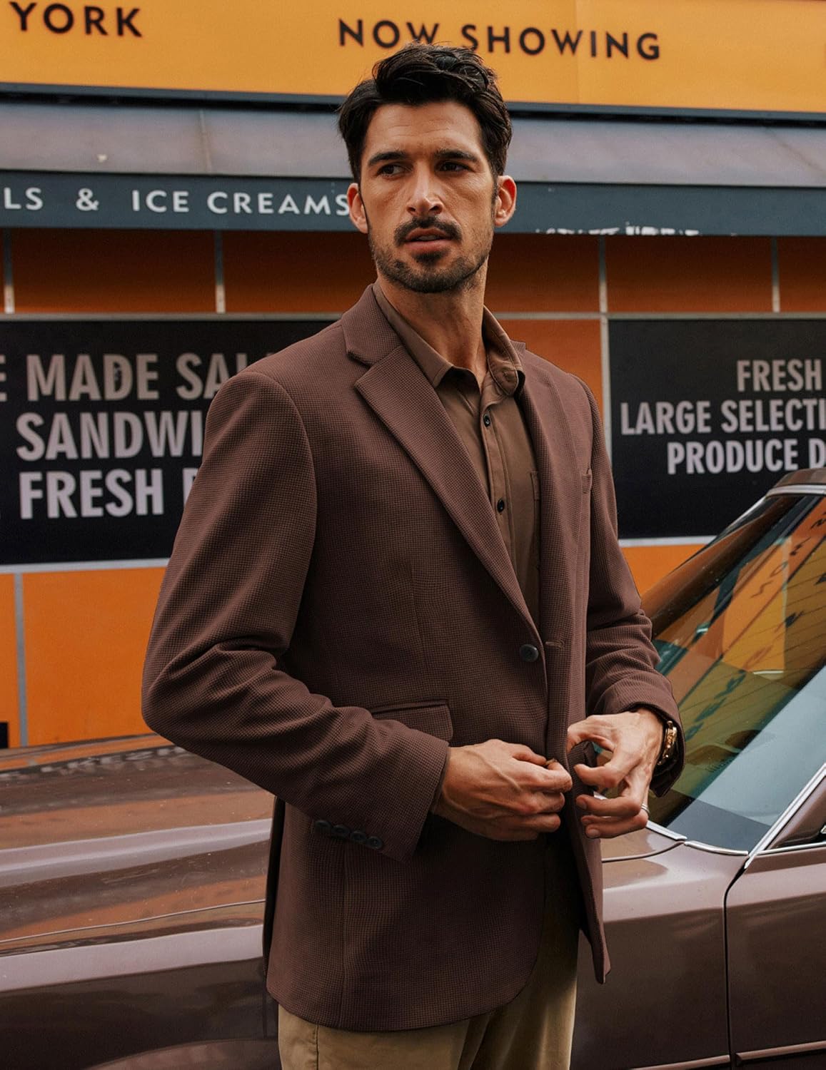 PJ PAUL JONES Mens Blazer Vintage Corduroy Waffle Texture Sport Coats Classic Two Buttons Blazer Suit Jackets
