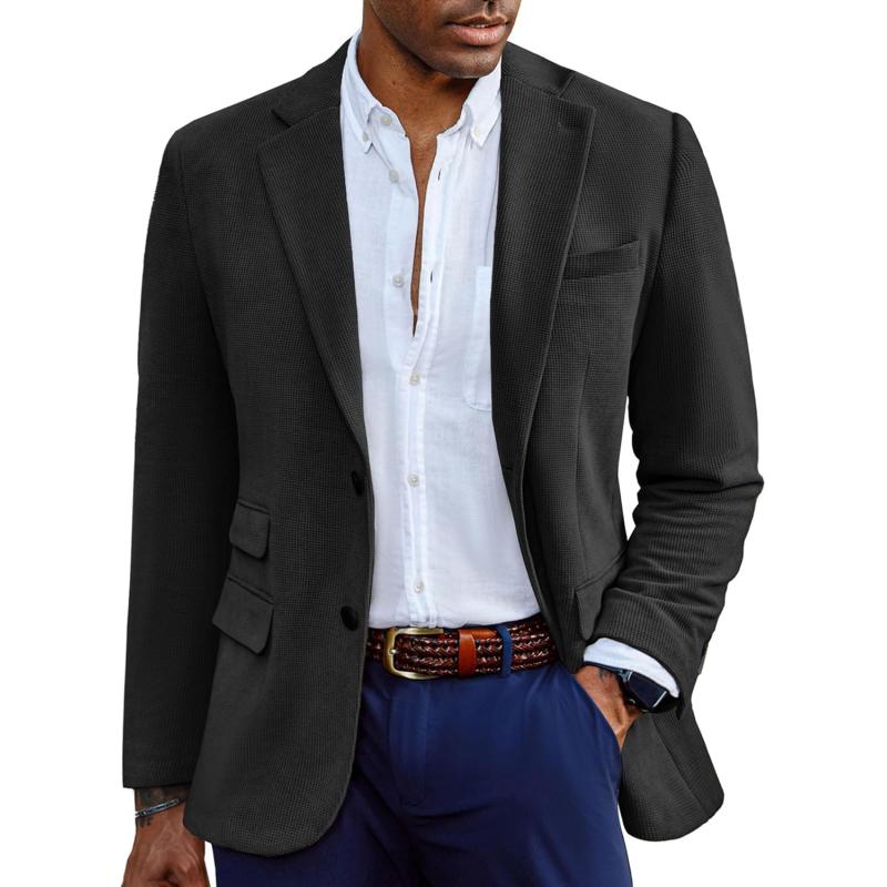 PJ PAUL JONES Mens Blazer Vintage Corduroy Waffle Texture Sport Coats Classic Two Buttons Blazer Suit Jackets