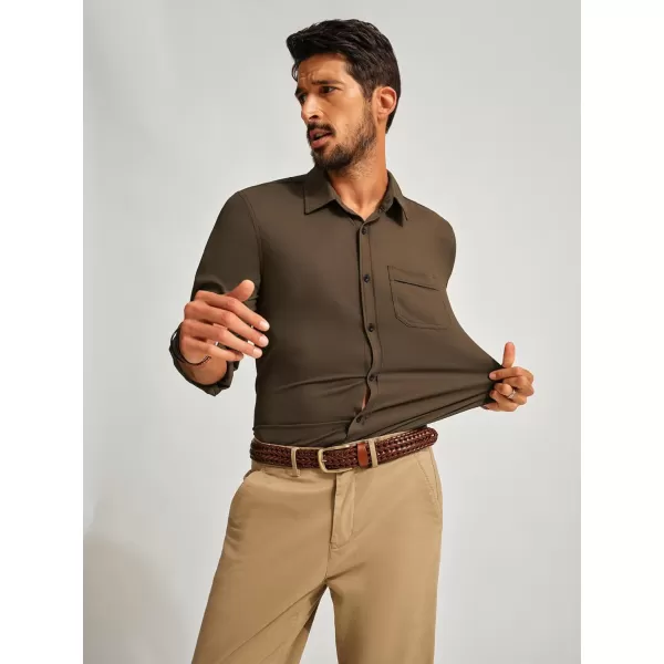 PJ PAUL JONES Casual Shirts for Men Texture Wrinkle Free Shirt Black Button up Shirt with Pockets