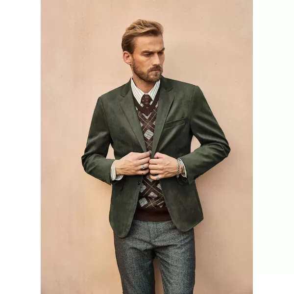 PJ PAUL JONES Mens Blazer Jacket Faux Leather Suit Jacket Casual 2 Buttons Suede Sport Blazer Coat with Pockets