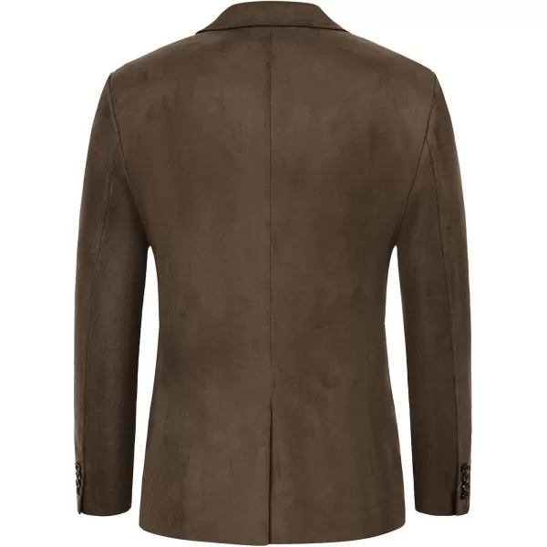PJ PAUL JONES Mens Blazer Jacket Faux Leather Suit Jacket Casual 2 Buttons Suede Sport Blazer Coat with Pockets