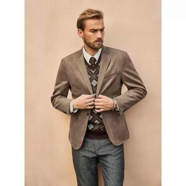 PJ PAUL JONES Mens Blazer Jacket Faux Leather Suit Jacket Casual 2 Buttons Suede Sport Blazer Coat with Pockets