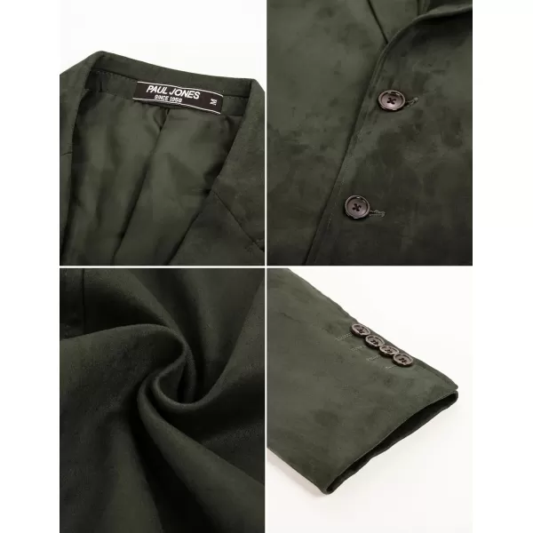 PJ PAUL JONES Mens Blazer Jacket Faux Leather Suit Jacket Casual 2 Buttons Suede Sport Blazer Coat with Pockets