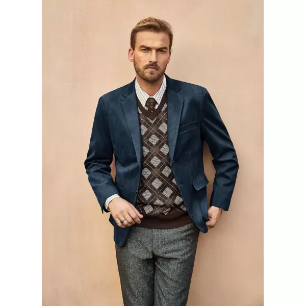 PJ PAUL JONES Mens Blazer Jacket Faux Leather Suit Jacket Casual 2 Buttons Suede Sport Blazer Coat with Pockets