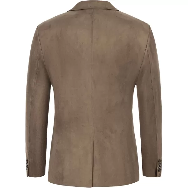 PJ PAUL JONES Mens Blazer Jacket Faux Leather Suit Jacket Casual 2 Buttons Suede Sport Blazer Coat with Pockets