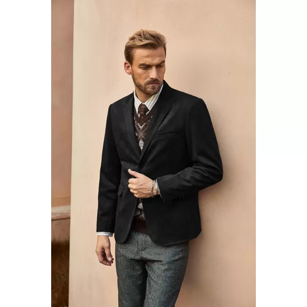 PJ PAUL JONES Mens Blazer Jacket Faux Leather Suit Jacket Casual 2 Buttons Suede Sport Blazer Coat with Pockets