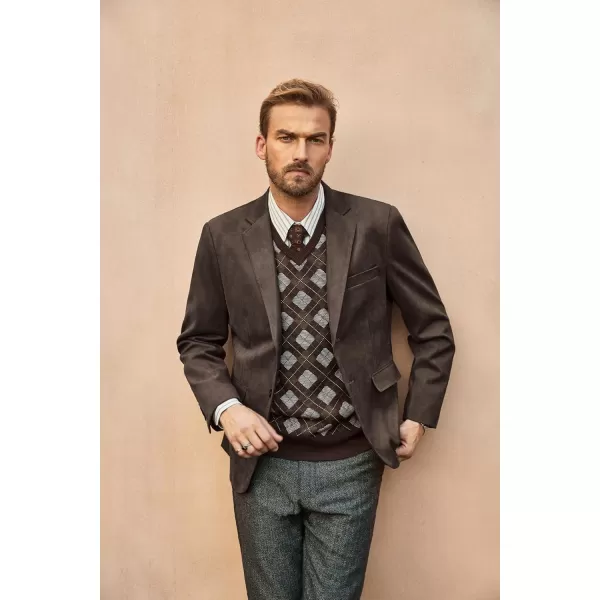 PJ PAUL JONES Mens Blazer Jacket Faux Leather Suit Jacket Casual 2 Buttons Suede Sport Blazer Coat with Pockets