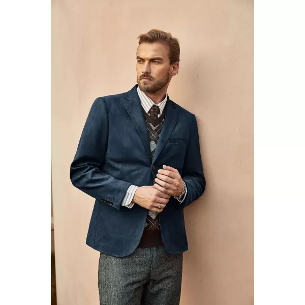 PJ PAUL JONES Mens Blazer Jacket Faux Leather Suit Jacket Casual 2 Buttons Suede Sport Blazer Coat with Pockets