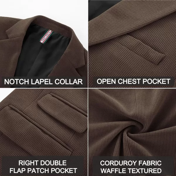 PJ PAUL JONES Mens Blazer Vintage Corduroy Waffle Texture Sport Coats Classic Two Buttons Blazer Suit Jackets