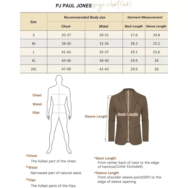 PJ PAUL JONES Mens Blazer Vintage Herringbone Tweed Blazer Two Button Wool Blend Sport Coat with Pocket Square