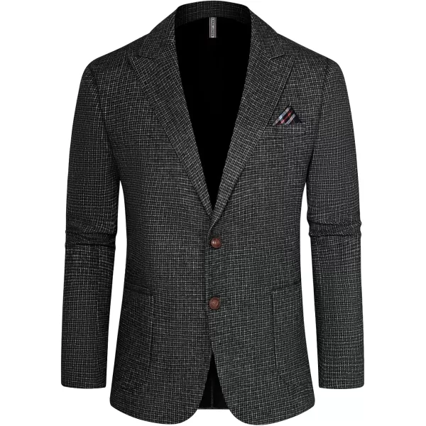 PJ PAUL JONES Mens Blazer Vintage Herringbone Tweed Blazer Two Button Wool Blend Sport Coat with Pocket Square