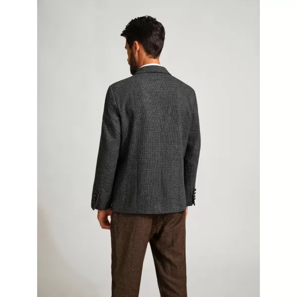 PJ PAUL JONES Mens Blazer Vintage Herringbone Tweed Blazer Two Button Wool Blend Sport Coat with Pocket Square