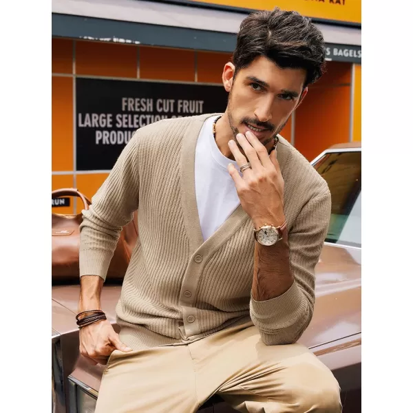 PJ PAUL JONES Men's Cardigan Sweaters Long Sleeve V-Neck Cardigans Slim Fit Casual Buttons Down Ribbed Knitted Sweater