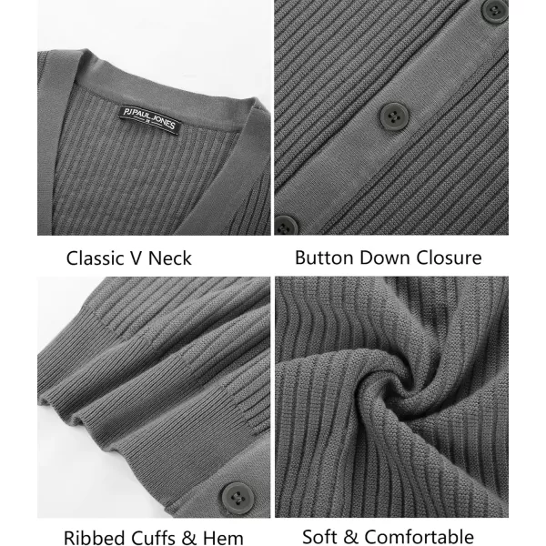 PJ PAUL JONES Men's Cardigan Sweaters Long Sleeve V-Neck Cardigans Slim Fit Casual Buttons Down Ribbed Knitted Sweater