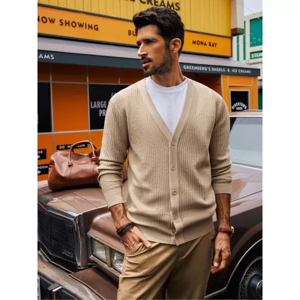 PJ PAUL JONES Men's Cardigan Sweaters Long Sleeve V-Neck Cardigans Slim Fit Casual Buttons Down Ribbed Knitted Sweater
