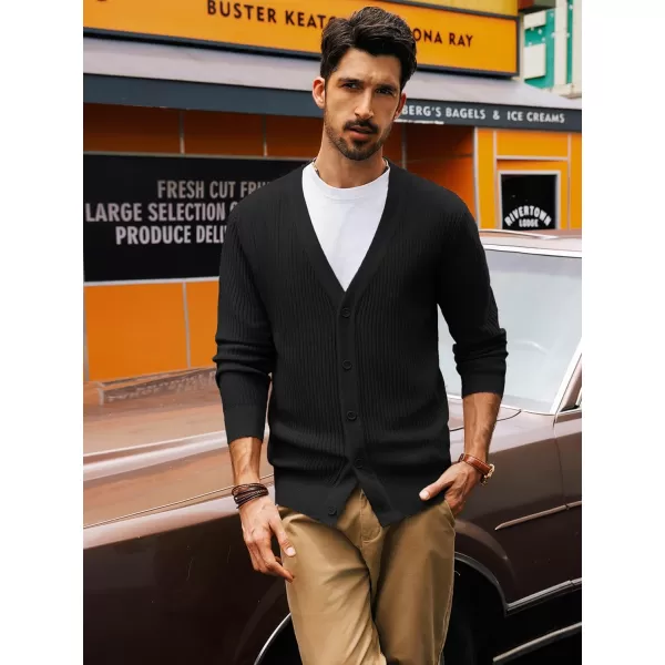 PJ PAUL JONES Men's Cardigan Sweaters Long Sleeve V-Neck Cardigans Slim Fit Casual Buttons Down Ribbed Knitted Sweater