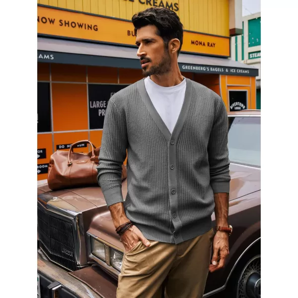 PJ PAUL JONES Men's Cardigan Sweaters Long Sleeve V-Neck Cardigans Slim Fit Casual Buttons Down Ribbed Knitted Sweater