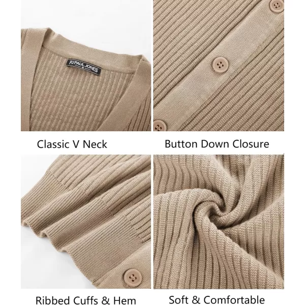 PJ PAUL JONES Men's Cardigan Sweaters Long Sleeve V-Neck Cardigans Slim Fit Casual Buttons Down Ribbed Knitted Sweater
