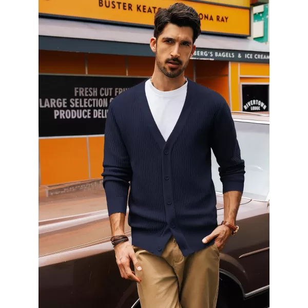 PJ PAUL JONES Men's Cardigan Sweaters Long Sleeve V-Neck Cardigans Slim Fit Casual Buttons Down Ribbed Knitted Sweater