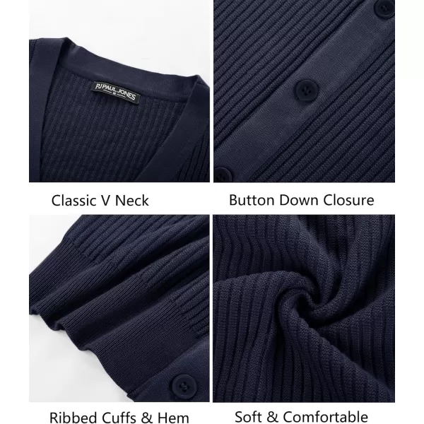 PJ PAUL JONES Men's Cardigan Sweaters Long Sleeve V-Neck Cardigans Slim Fit Casual Buttons Down Ribbed Knitted Sweater