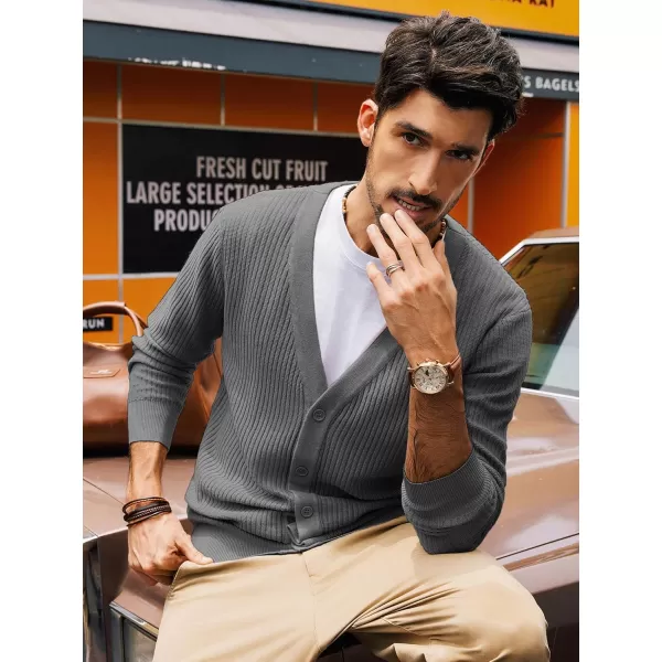 PJ PAUL JONES Men's Cardigan Sweaters Long Sleeve V-Neck Cardigans Slim Fit Casual Buttons Down Ribbed Knitted Sweater