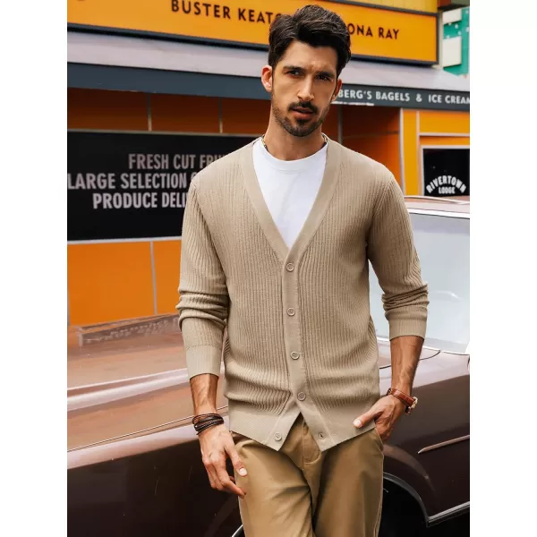 PJ PAUL JONES Men's Cardigan Sweaters Long Sleeve V-Neck Cardigans Slim Fit Casual Buttons Down Ribbed Knitted Sweater