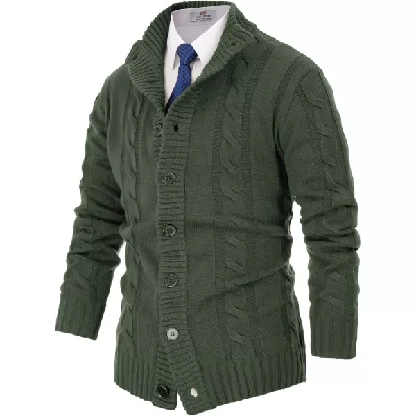 PJ PAUL JONES Men's Cardigan Sweaters Stand Collar Cable Knit Button Sweater