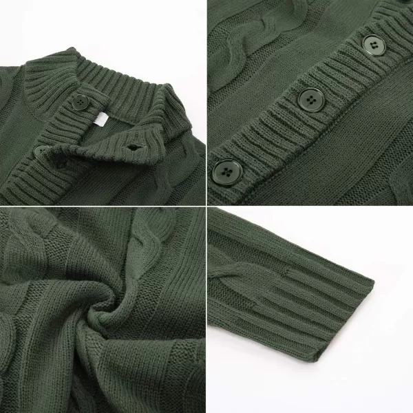 PJ PAUL JONES Men's Cardigan Sweaters Stand Collar Cable Knit Button Sweater